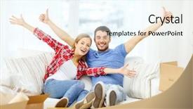  Presentation with cinematography video movie cinema concept - PPT layouts enhanced with moving home and couple concept background and a cool aqua colored foreground