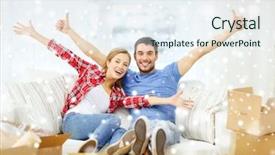  Presentation with cinematography video movie cinema concept - Presentation theme having moving home and couple concept background and a  colored foreground