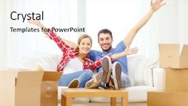  Presentation with new home - Amazing presentation design having moving home and couple concept backdrop and a cool aqua colored foreground