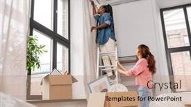  Presentation with home improvement - Slides enhanced with moving-home-improvement-and-real background and a coral colored foreground