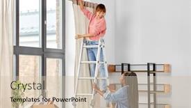  Presentation with home improvement - Presentation theme with moving-home-improvement-and-real background and a soft green colored foreground