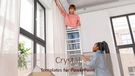  Presentation with home improvement - Presentation design consisting of moving-home-improvement-and-real background and a soft green colored foreground