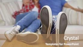  Presentation with new home - Slide deck enhanced with moving home repair and people background and a coral colored foreground