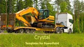  Presentation with machinery - Audience pleasing theme consisting of moving-in-some-construction-machinery backdrop and a gold colored foreground