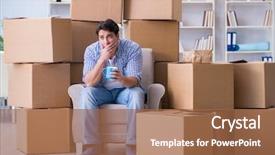  Presentation with veterans forces moving house american - Presentation design having moving in to new house background and a coral colored foreground