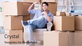  Presentation with moving - Amazing PPT theme having moving in to new house backdrop and a  colored foreground