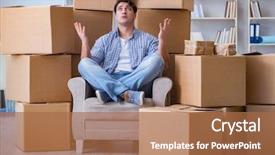  Presentation with moving - PPT theme featuring moving in to new house background and a  colored foreground