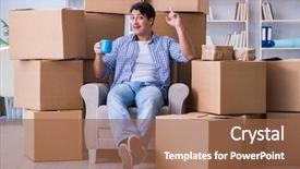  Presentation with moving - Cool new presentation theme with moving in to new house backdrop and a tawny brown colored foreground