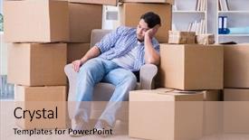  Presentation with moving - Presentation design having moving in to new house background and a  colored foreground