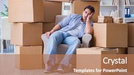  Presentation with moving - Colorful PPT layouts enhanced with moving in to new house backdrop and a coral colored foreground