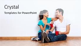  Presentation with new home - Beautiful PPT theme featuring moving into empty new home backdrop and a sky blue colored foreground