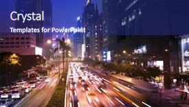  Presentation with moving - Slides consisting of moving light - hong kong night view background and a navy blue colored foreground