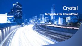  Presentation with public transportation smart traffic - Presentation theme enhanced with moving light - tel aviv cityscape - traffic background and a dark gray colored foreground