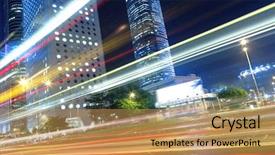  Presentation with park night city - Beautiful slides featuring moving light - traffic in city at night backdrop and a coral colored foreground