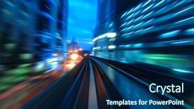  Presentation with dusk - PPT theme featuring moving light - urban night traffics view background and a navy blue colored foreground