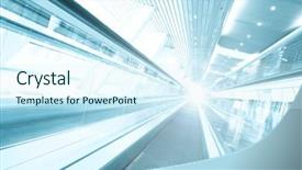  Presentation with mall - Audience pleasing PPT theme consisting of moving light escalator indoor shopping backdrop and a cool aqua colored foreground