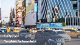  Presentation with taipei - Slides consisting of moving line - blurred abstract people and car background and a ocean colored foreground