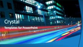  Presentation with city night - Audience pleasing PPT theme consisting of moving line - city at night backdrop and a  colored foreground