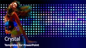  Presentation with dancing - PPT theme featuring moving music background - beautiful young woman dancing background and a navy blue colored foreground