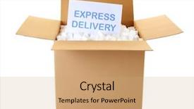  Presentation with express delivery - Theme enhanced with moving object retail store - card with text express delivery background and a coral colored foreground