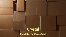  Presentation with boxes - Cool new theme with moving object retail store - cardboard boxes as background backdrop and a  colored foreground