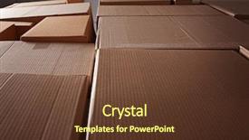  Presentation with cardboard art sculpture - Audience pleasing PPT layouts consisting of moving object retail store - cardboard boxes closeup backdrop and a  colored foreground