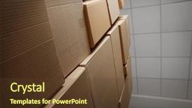  Presentation with retail store - Colorful slide set enhanced with moving object retail store - cardboard boxes closeup backdrop and a  colored foreground