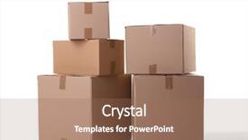  Presentation with boxes - Beautiful presentation theme featuring moving object retail store - cardboard boxes on white background backdrop and a  colored foreground