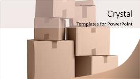  Presentation with boxes - PPT theme having moving object retail store - cardboard boxes on white background background and a lemonade colored foreground