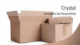  Presentation with nature boxes - Slides enhanced with moving object retail store - cardboard boxes on white background background and a  colored foreground