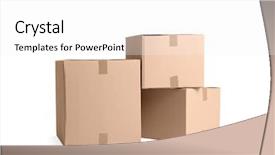  Presentation with nature boxes - Beautiful PPT layouts featuring moving object retail store - cardboard boxes on white background backdrop and a  colored foreground