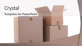  Presentation with nature boxes - Audience pleasing PPT layouts consisting of moving object retail store - cardboard boxes on white background backdrop and a light gray colored foreground