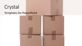  Presentation with boxes - Beautiful slide deck featuring moving object retail store - cardboard boxes on white background backdrop and a  colored foreground