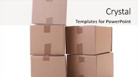  Presentation with nature boxes - PPT theme consisting of moving object retail store - cardboard boxes on white background background and a lemonade colored foreground