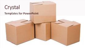  Presentation with set of sauces in white - Presentation theme having moving object retail store - set of boxes isolated background and a  colored foreground