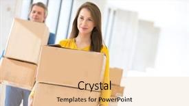  Presentation with new office - Audience pleasing slides consisting of moving people - young businesswoman with male colleague backdrop and a lemonade colored foreground