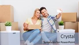  Presentation with cinematography video movie cinema concept - Presentation theme having moving people and real estate background and a light blue colored foreground