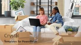  Presentation with real estate - Slide deck featuring moving-people-and-real-estate background and a coral colored foreground