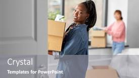  Presentation with real estate - PPT layouts enhanced with moving-people-and-real-estate background and a  colored foreground