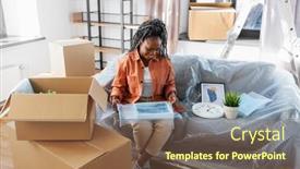  Presentation with real estate - Presentation theme with moving-people-and-real-estate background and a tawny brown colored foreground