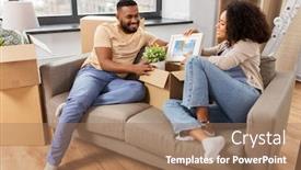  Presentation with repair - PPT theme enhanced with moving-people-repair-and-real background and a coral colored foreground