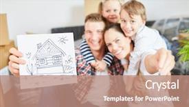  Presentation with show - PPT layouts enhanced with moving pictures - happy family and children show background and a coral colored foreground