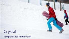  Presentation with snowboard - Theme with moving pictures - image of sporty man background and a  colored foreground