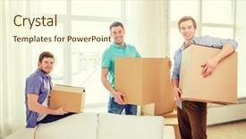  Presentation with cinematography video movie cinema concept - Theme featuring leave home - moving real estate and friendship background and a cream colored foreground