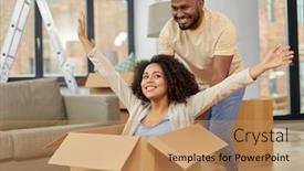  Presentation with real estate - Presentation theme having moving-repair-and-real-estate background and a coral colored foreground