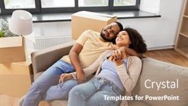  Presentation with estate - Beautiful PPT theme featuring moving-repair-and-real-estate backdrop and a coral colored foreground