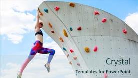  Presentation with rock wall - Colorful slide set enhanced with moving rocks - photo of sporty woman backdrop and a lemonade colored foreground