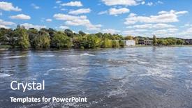  Presentation with wisconsin - Theme consisting of moving rocks - rock river at janesville wisconsin background and a ocean colored foreground