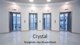  Presentation with moving business - Audience pleasing PPT theme consisting of moving slides - four transparent elevator door backdrop and a light blue colored foreground