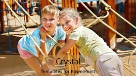  Presentation with playground - Beautiful presentation design featuring moving slides - happy children move backdrop and a  colored foreground